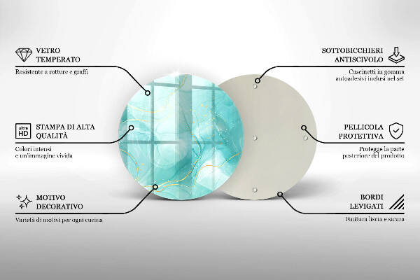 Skärbräda glas unik Blå och guld abstraktion