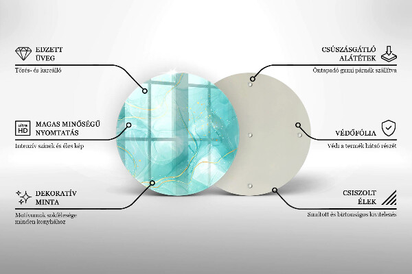 Skärbräda glas unik Blå och guld abstraktion