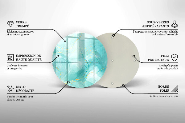 Skärbräda glas unik Blå och guld abstraktion