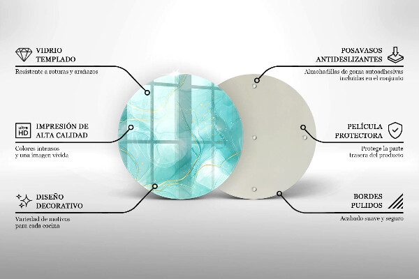 Skärbräda glas unik Blå och guld abstraktion