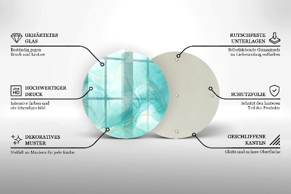 Skärbräda glas unik Blå och guld abstraktion