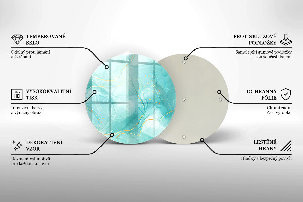 Skärbräda glas unik Blå och guld abstraktion