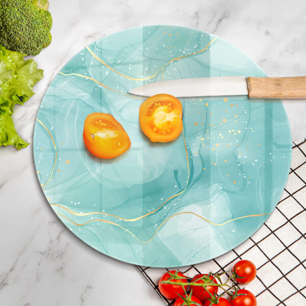 Skärbräda glas unik Blå och guld abstraktion