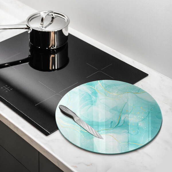 Skärbräda glas unik Blå och guld abstraktion