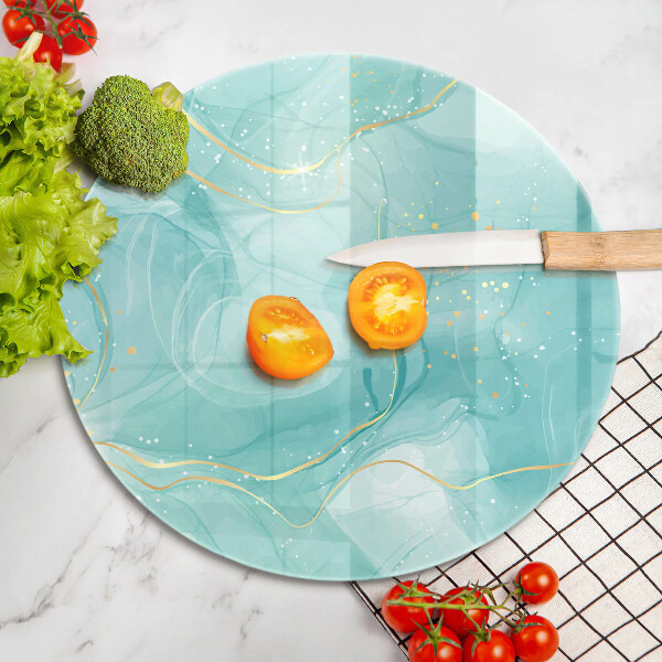 Skärbräda glas unik Blå och guld abstraktion