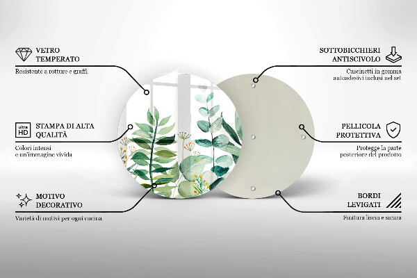 Skärbräda glas unik Växtblad illustration