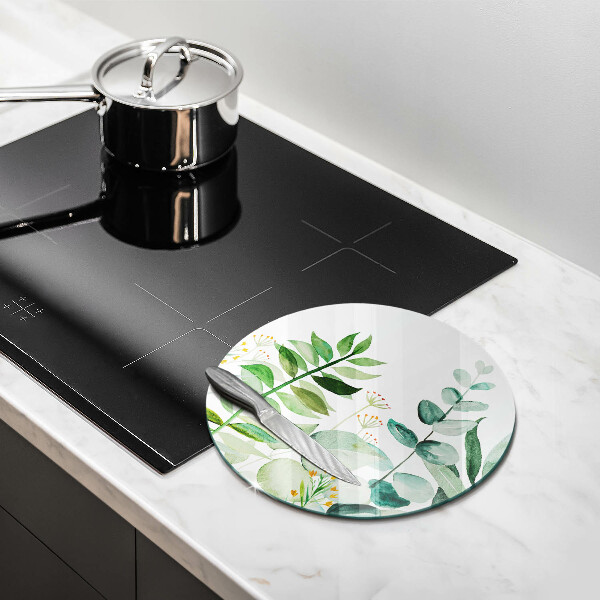 Skärbräda glas unik Växtblad illustration