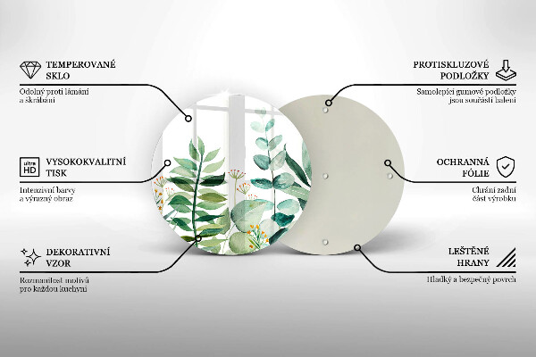 Skärbräda glas unik Växtblad illustration