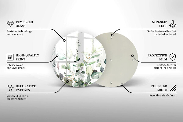 Skärbräda glas unik Akvarellväxter