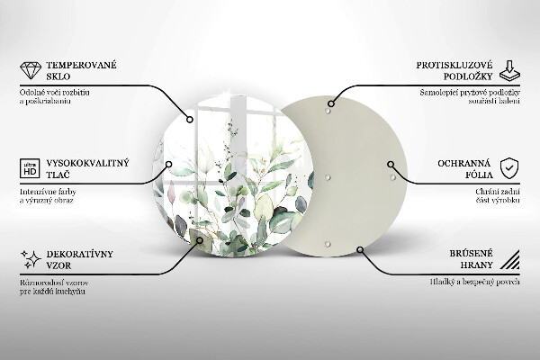 Skärbräda glas unik Akvarellväxter