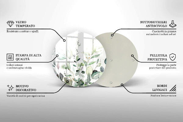 Skärbräda glas unik Akvarellväxter