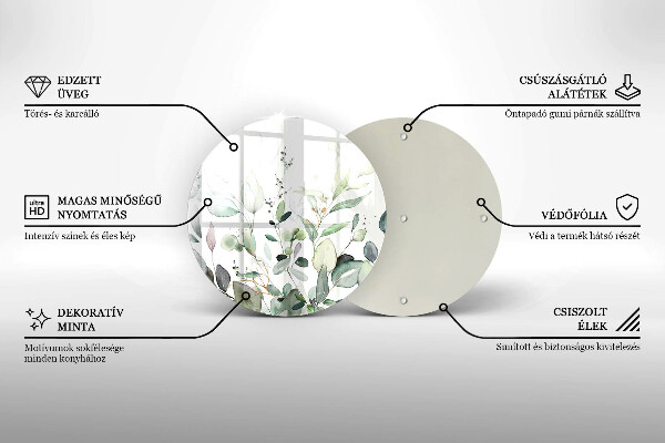 Skärbräda glas unik Akvarellväxter