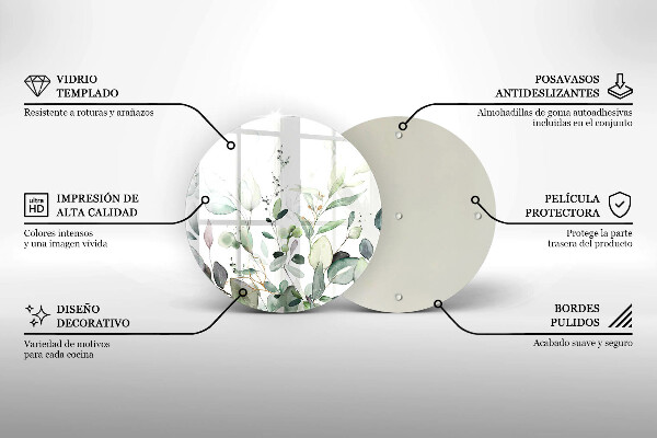 Skärbräda glas unik Akvarellväxter