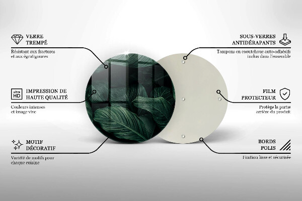 Skärbräda glas unik Mörka löv