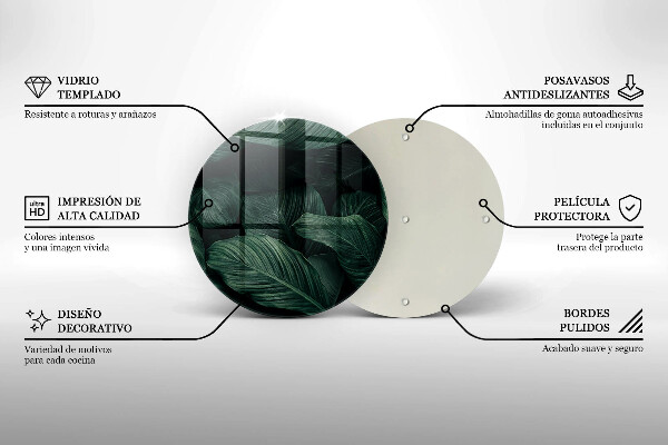 Skärbräda glas unik Mörka löv