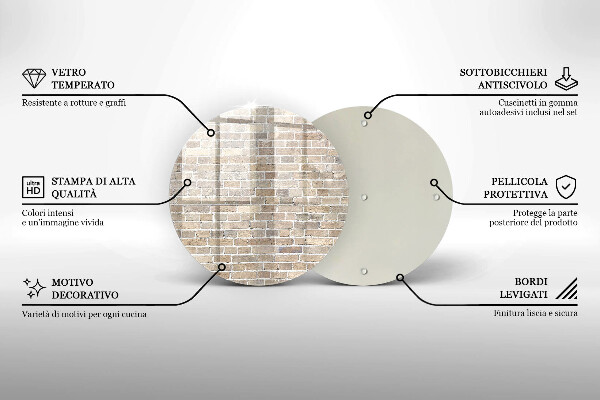 Skärbräda glas unik Ljus tegelvägg