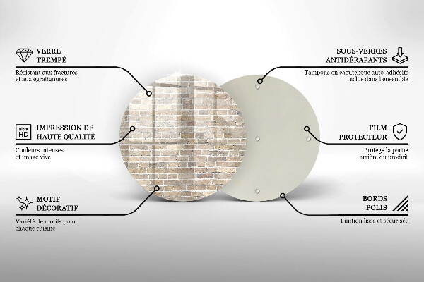 Skärbräda glas unik Ljus tegelvägg