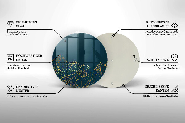 Skärbräda glas unik Abstrakta berg