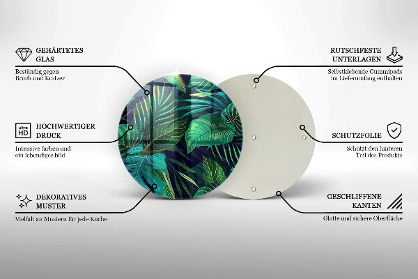 Skärbräda glas unik Djungel löv illustration