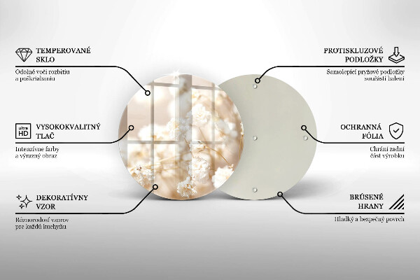 Skärbräda glas unik Fina vita blommor