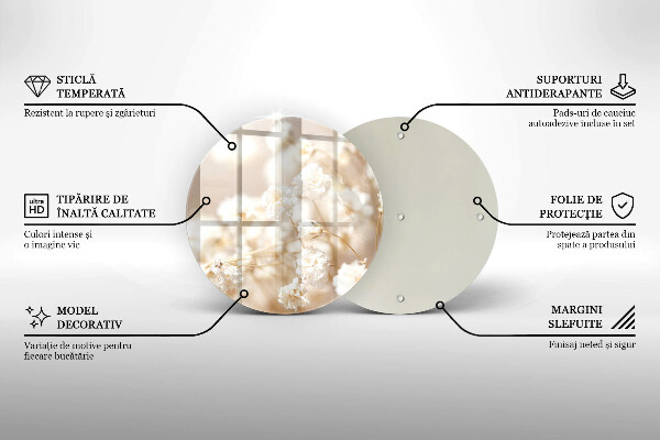 Skärbräda glas unik Fina vita blommor