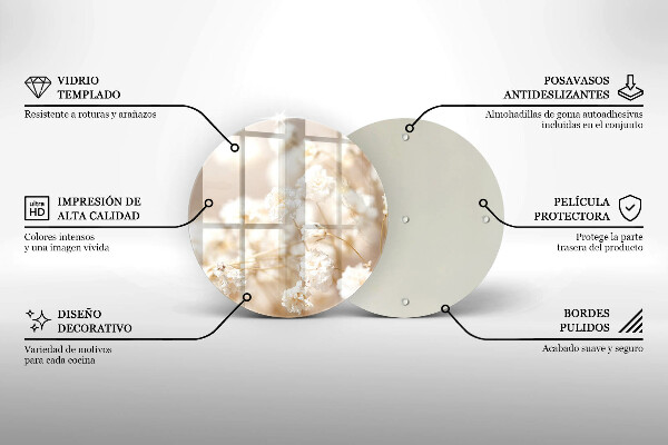 Skärbräda glas unik Fina vita blommor