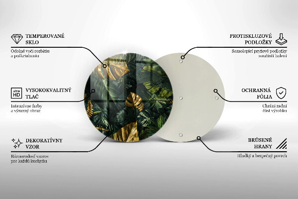 Skärbräda glas unik Gyllene monstera blad