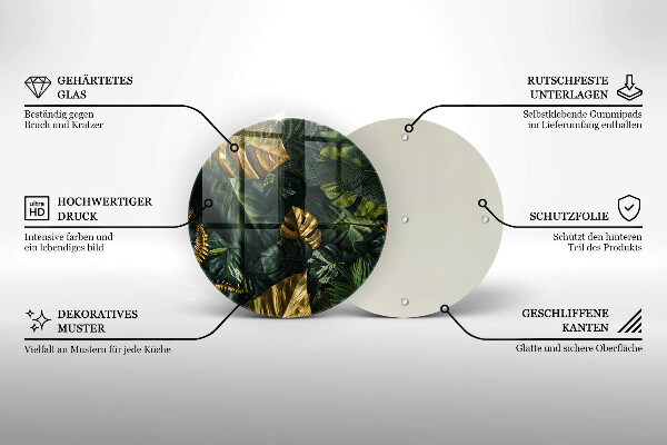 Skärbräda glas unik Gyllene monstera blad