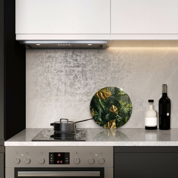 Skärbräda glas unik Gyllene monstera blad