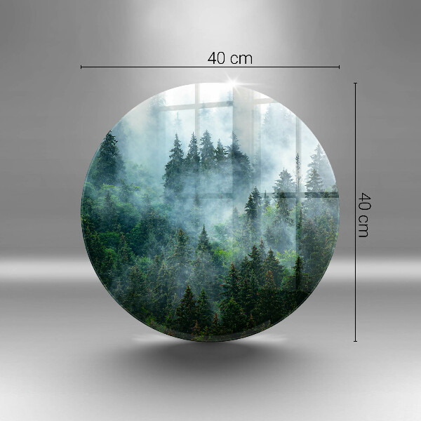 Skärbräda glas unik Skog i dimman