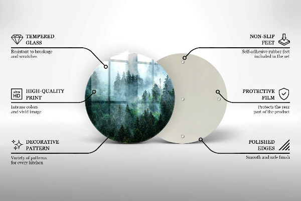 Skärbräda glas unik Skog i dimman
