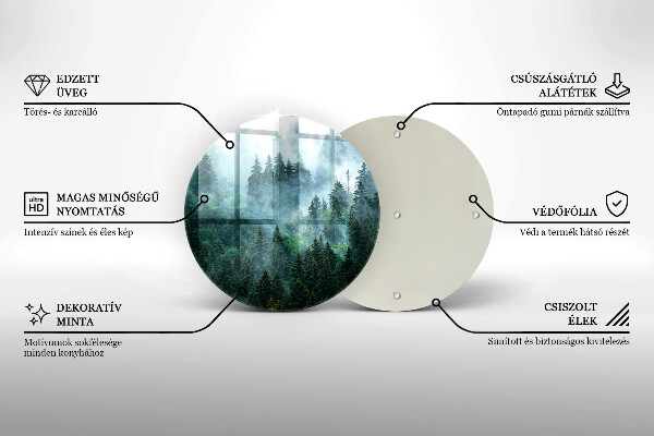 Skärbräda glas unik Skog i dimman