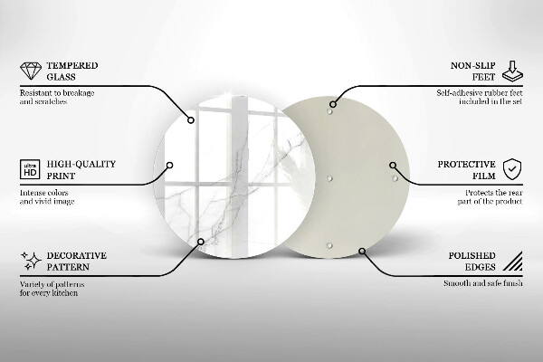 Skärbräda glas unik Delikat vit marmor