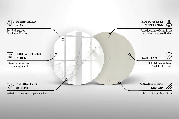 Skärbräda glas unik Delikat vit marmor