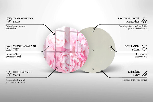 Skärbräda glas unik Fina pioner