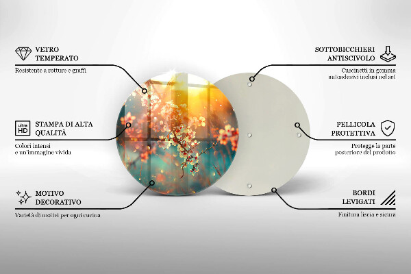 Skärbräda glas unik Äppel blommar i solen