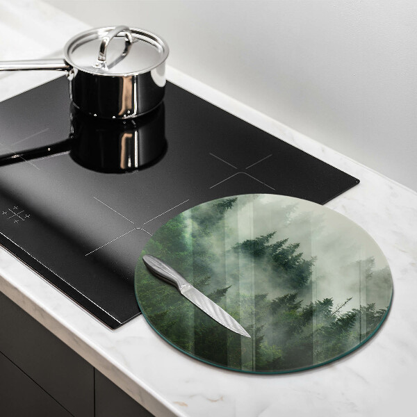 Skärbräda glas unik Dimmigt skogslandskap