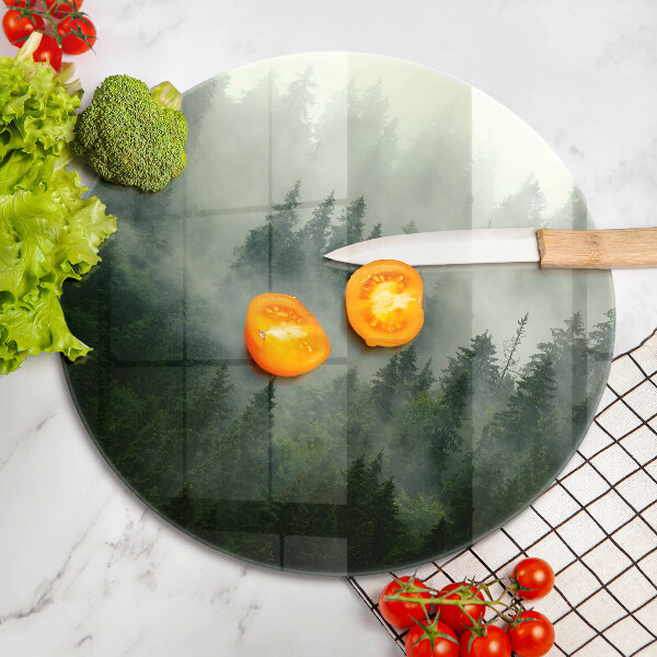 Skärbräda glas unik Dimmigt skogslandskap