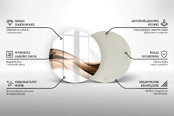 Skärbräda glas unik Abstrakta bruna linjer
