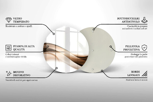 Skärbräda glas unik Abstrakta bruna linjer