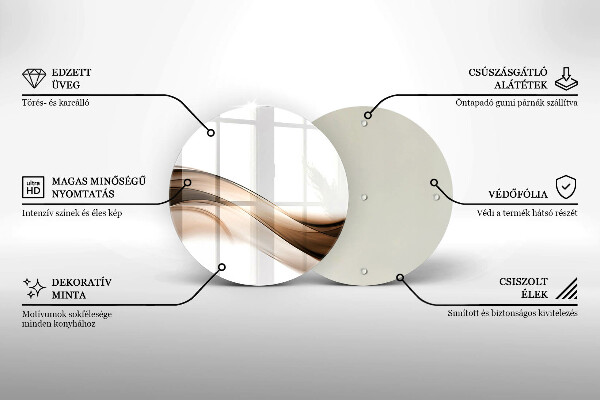Skärbräda glas unik Abstrakta bruna linjer