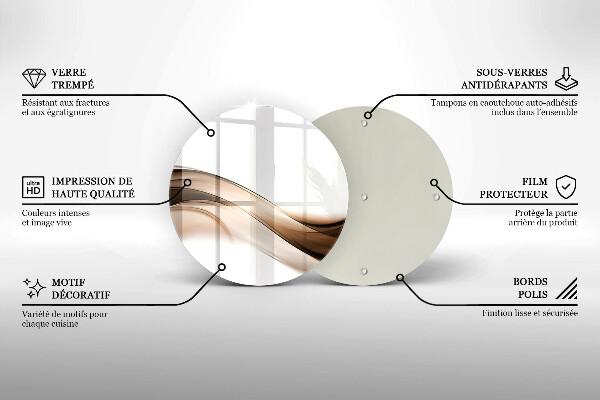 Skärbräda glas unik Abstrakta bruna linjer