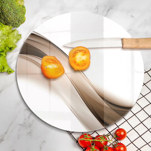 Skärbräda glas unik Abstrakta bruna linjer