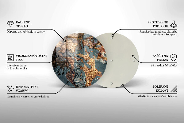 Skärbräda glas unik Dekorativ sten med guld