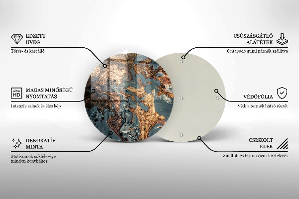 Skärbräda glas unik Dekorativ sten med guld