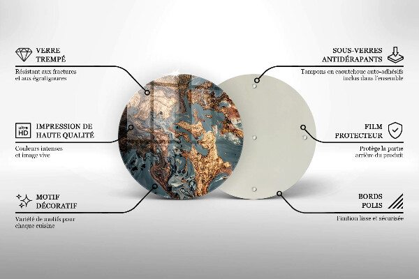 Skärbräda glas unik Dekorativ sten med guld
