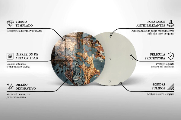Skärbräda glas unik Dekorativ sten med guld
