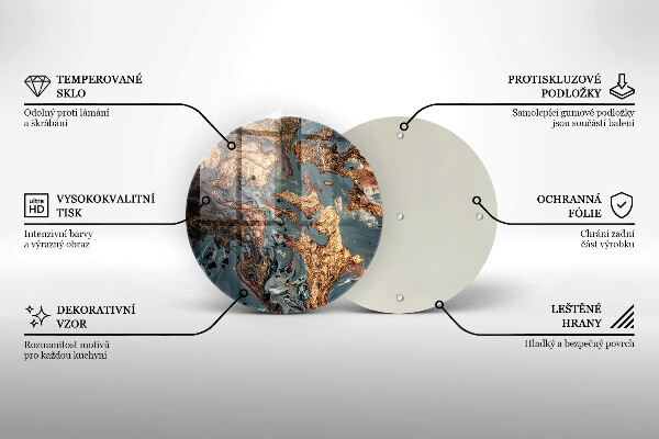 Skärbräda glas unik Dekorativ sten med guld