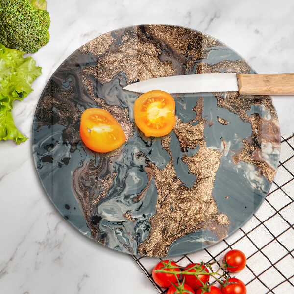 Skärbräda glas unik Dekorativ sten med guld