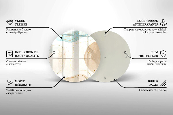 Skärbräda glas unik Boho-fläckar och guld